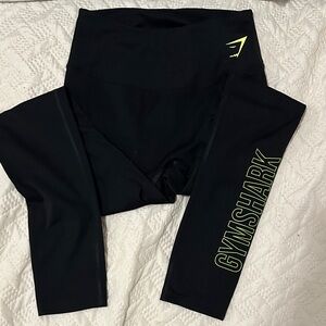 Gymshark Black Leggings with Yellow Logo